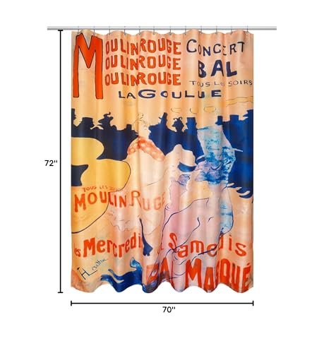 Carnation Home Fashions, Inc. Moulin Rouge Museum Collection 100% Polyester Fabric Shower Curtain, Size 70"x72"