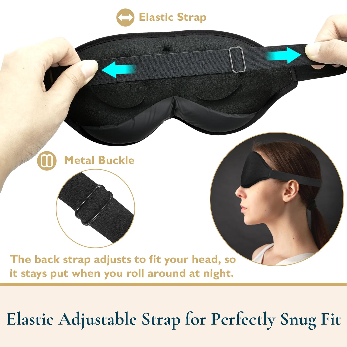 3D Sleep Mask - 100% Blackout Eye Mask for Sleeping, Eye Covers for Men and Women, Contour Blindfold with Nose Baffle, Soft & Lightweight