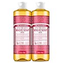 Dr. Bronner's Pure-Castile Magic Liquid Soap (Rose, 16 Ounce, 2-Pack)- Made with Regenerative Organic Certified Oils, 18-in1 Uses: Face, Hair, Hand