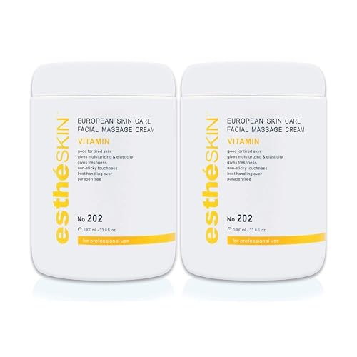 estheSKIN Facial Massage Cream for European Skin Care, 33.8 fl oz, 1000 ml (Vitamin, 2 Pack)