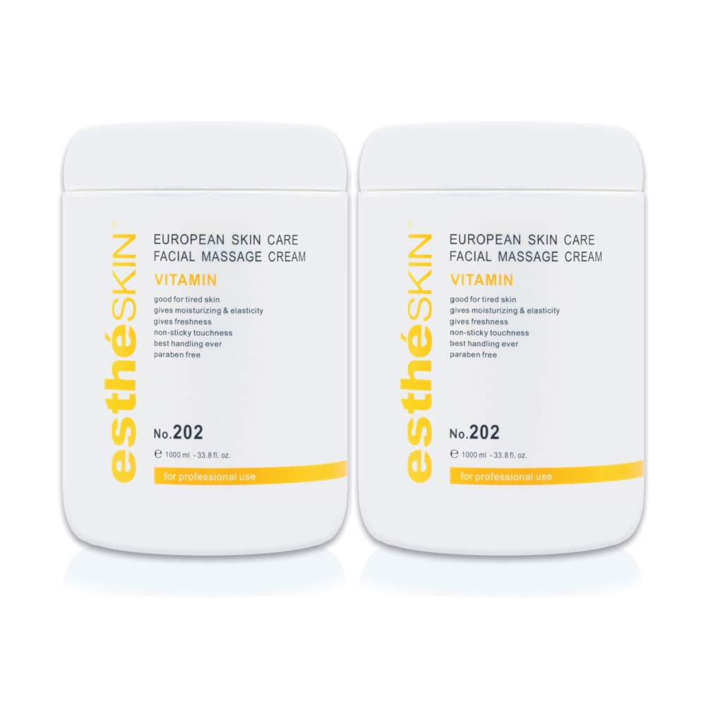 estheSKIN Facial Massage Cream for European Skin Care, 33.8 fl oz, 1000 ml (Vitamin, 2 Pack)