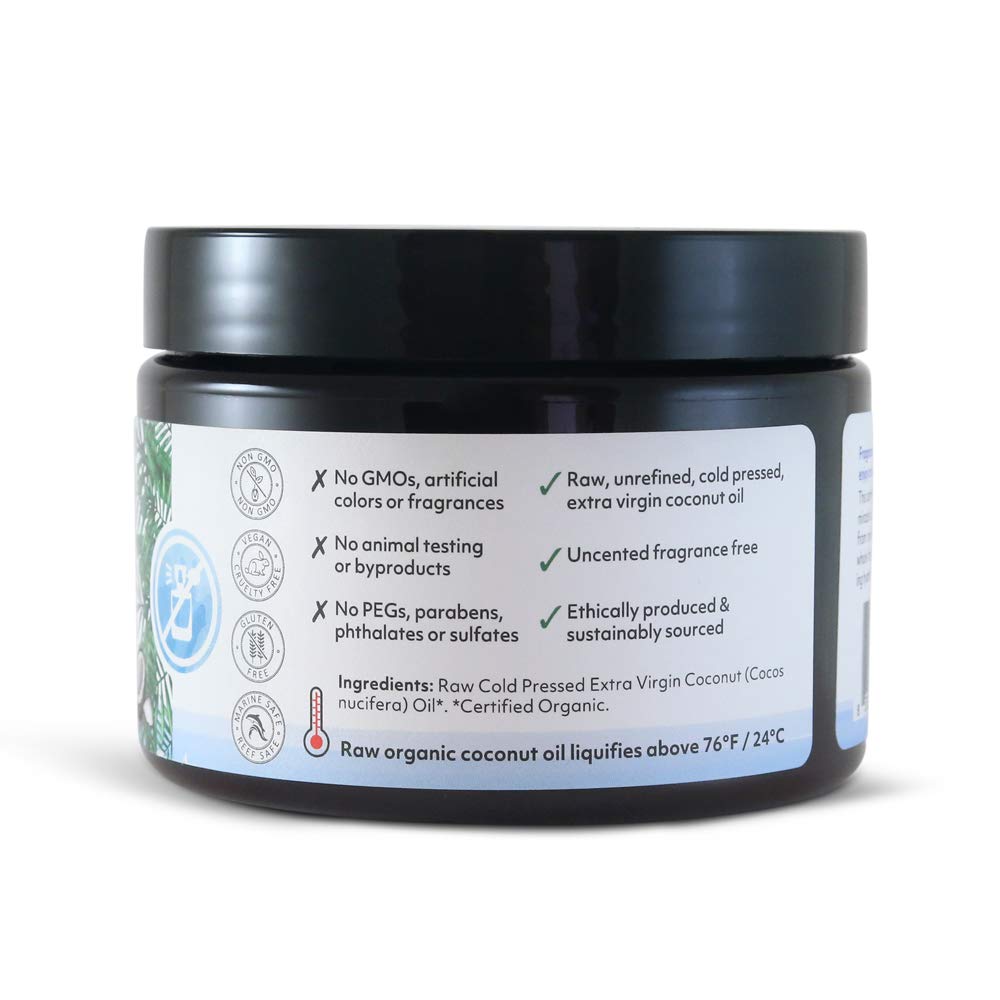 Organic Fiji Cold Pressed Coconut Oil Extra Virgin, Fragrance-Free for Hair, Skin, Face & Body Natural Moisturizer & Massage Oil for Women, Men & Baby