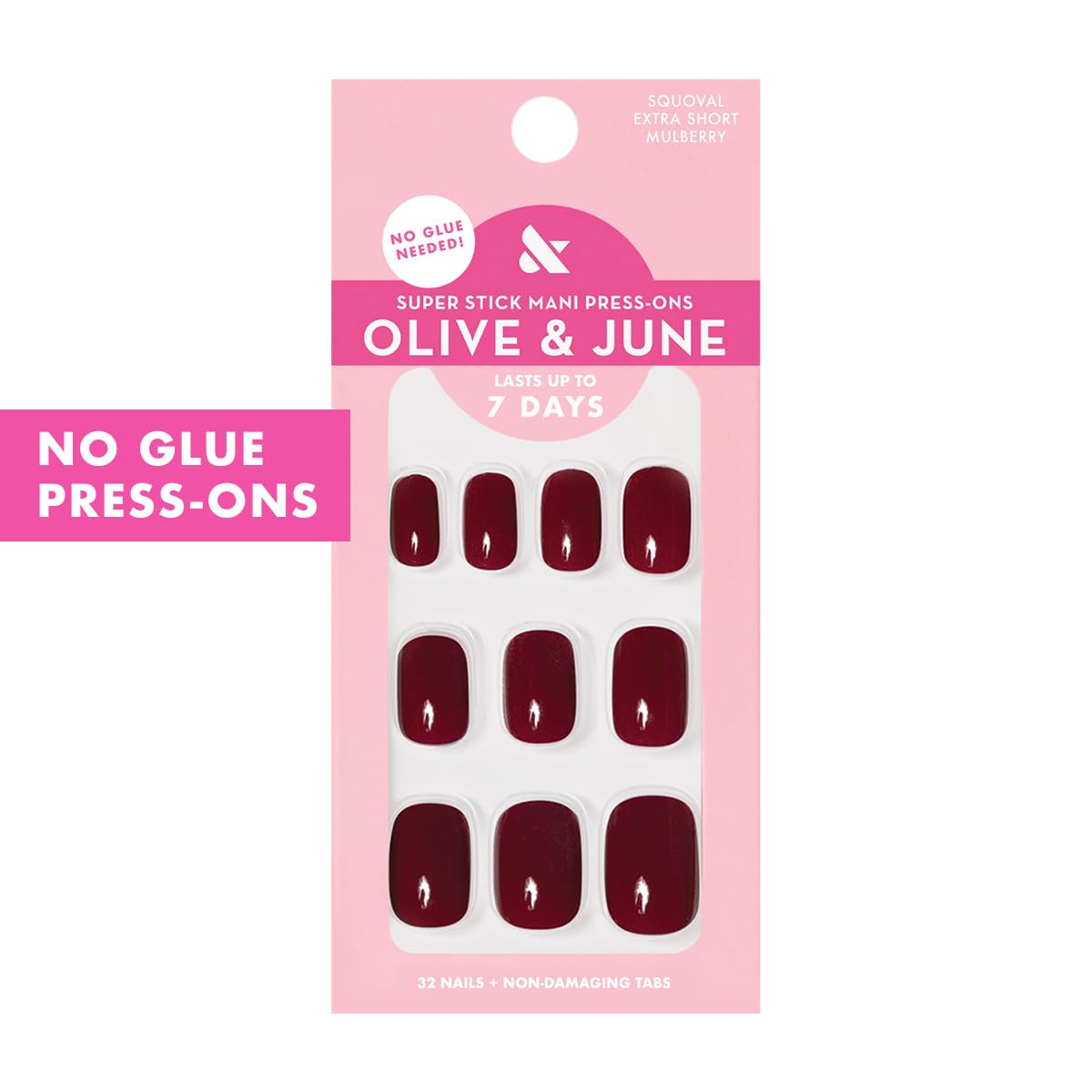 Olive & June Classic Super Stick Mani Press On Nails | No Glue Needed | 32 Tab Nails 16 Sizes | Non-Toxic Tabs Easy On-Off Non-Damaging Realist Look Beauty & Personal Care Olive & June