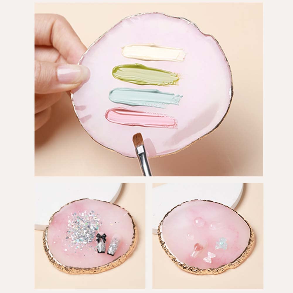 Resin Nail Art Palettes Set, 1 Pcs Resin Nail Art Palette and 1 Pcs Painting Drawing Color Plate with Adjustable Finger Rings Nail Holder Nail Art Beauty & Personal Care CHGNJL