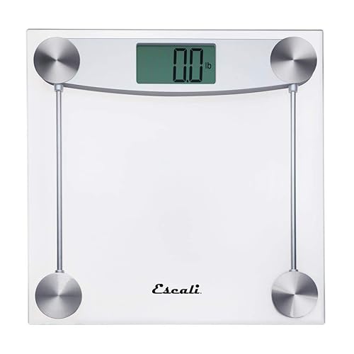 Escali Digital Glass Bath Scale for Body Weight, Bathroom Body Scale, High Capacity of 400 lb, Battery Included, Clear Glass