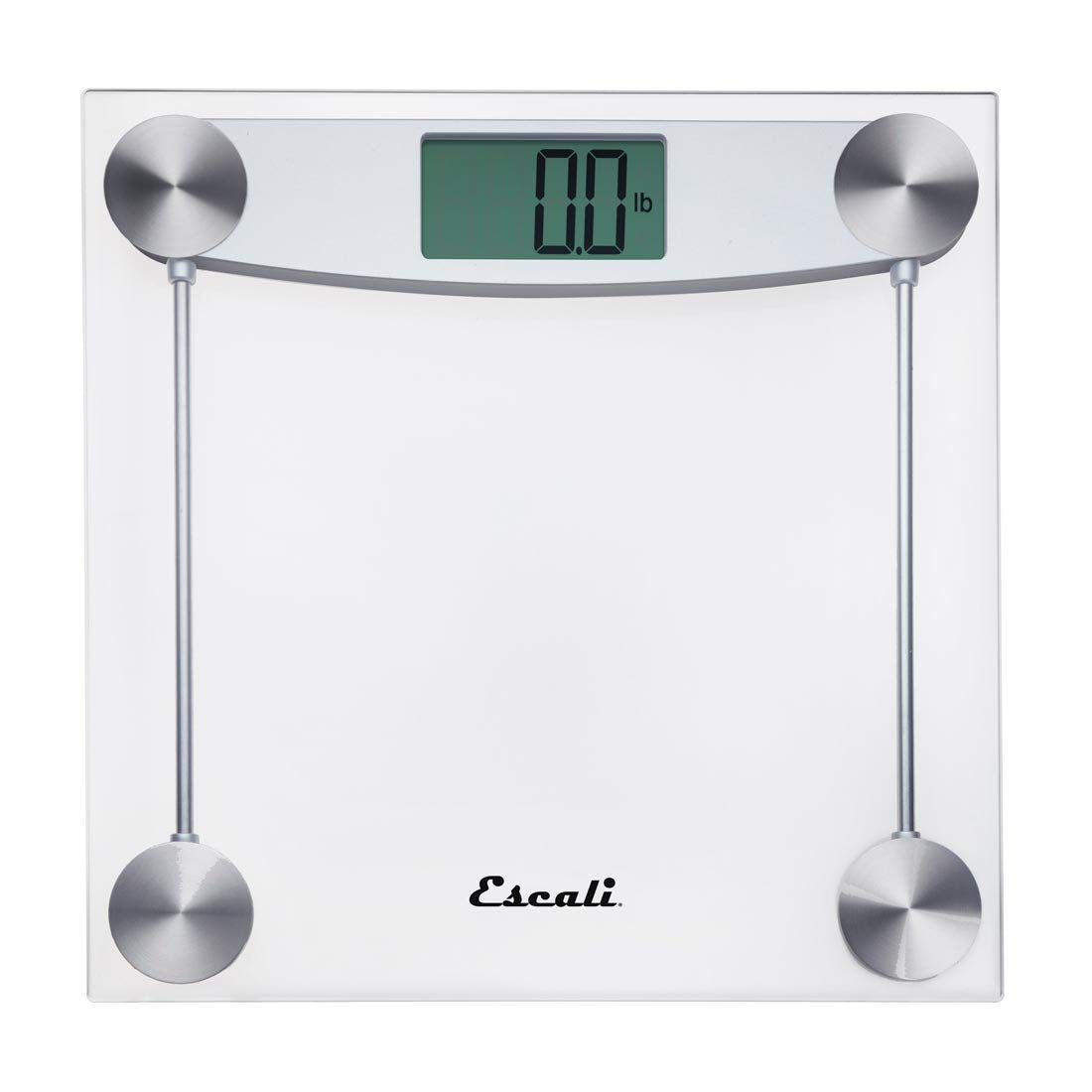 Escali Digital Glass Bath Scale for Body Weight, Bathroom Body Scale, High Capacity of 400 lb, Battery Included, Clear Glass