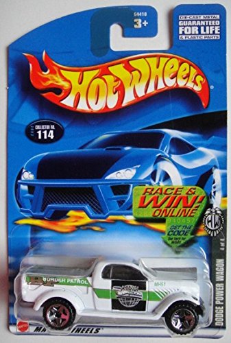 Hot Wheels White Dodge Power Wagon #114 Race & Win Online Card 5 Spoke Wheels
