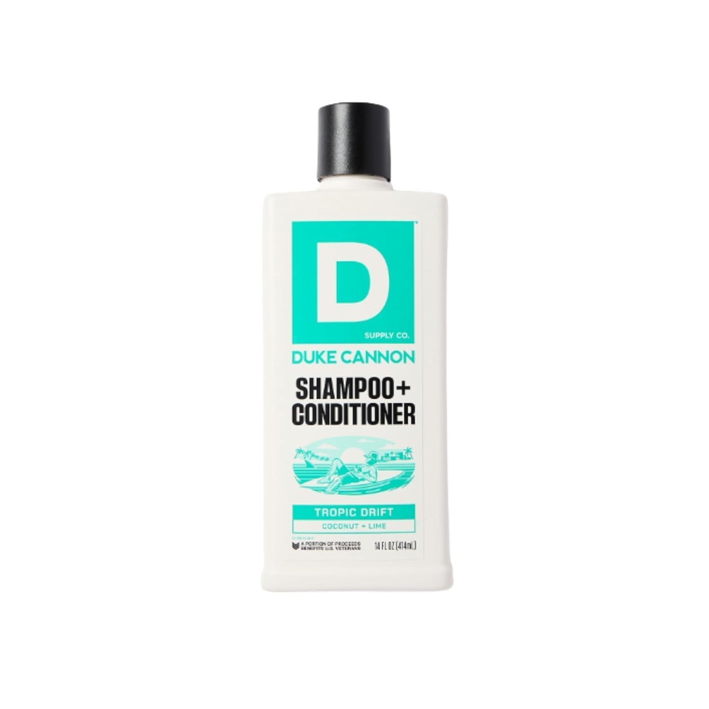 Duke Cannon Supply Co. Tropic Drift 2-in-1 Shampoo and Conditioner for Men - 14 fl oz - Coconut + Lime Scent - Made with Tea Tree Oil & Menthol