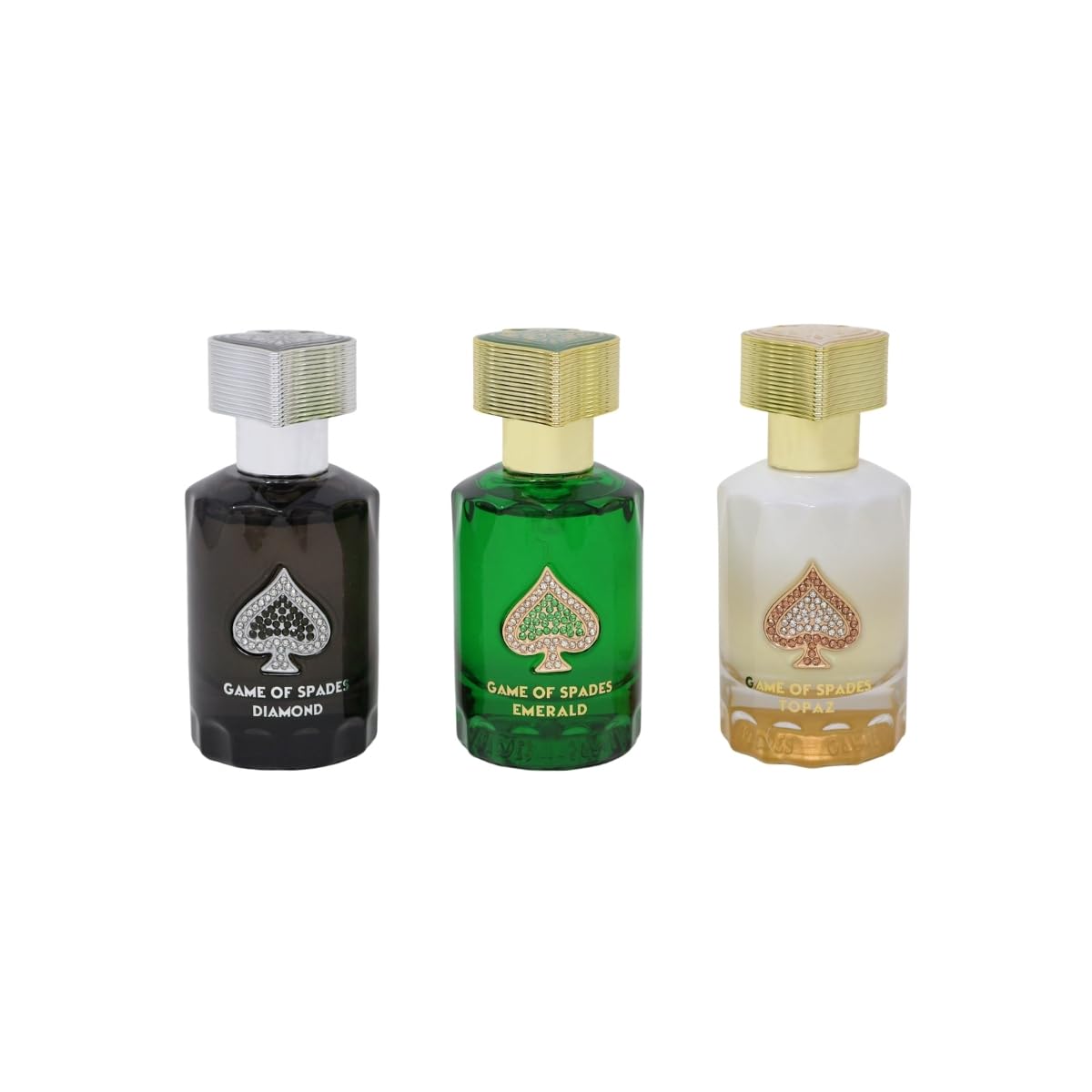 Jo Milano Game of Spades TOPAZ, EMERALD and DIAMOND 3 pcs 30ml Parfum spray Diamond Collection SET for Unisex NEW