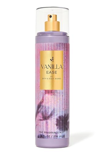 Bath & Body Works Vanilla Ease Fine Fragrance Mist 8 fl oz - Cozy Vanilla, Smoked Musk & Cashmere Blend - Body Spray for Women and Men - Long-Lasting