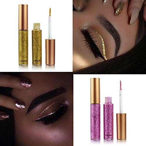 Liquid Glitter Eyeliner 3 Color Metallic Glitter Sparkling Eyeliner Face Eye Cosmetic Glow Shimmer Makeup Glitter Eye Shadow Long Lasting Sparkling