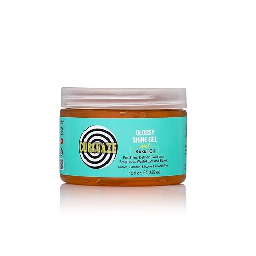 Curldaze Glossy Shine Gel with Kukui Oil, Vitamins A, C, & E, Defines Curls in Twist-Outs, Braid-Outs, Wash & Gos, Controls Frizz & Edges, Shines