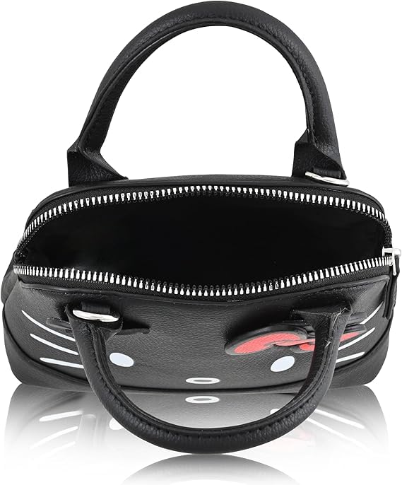 FAST FORWARD HK Black Leather Crossbody Handbag - Girls, Teens, Adults - HK Faux PU Leather Cosplay Crossbody Handbag, Black