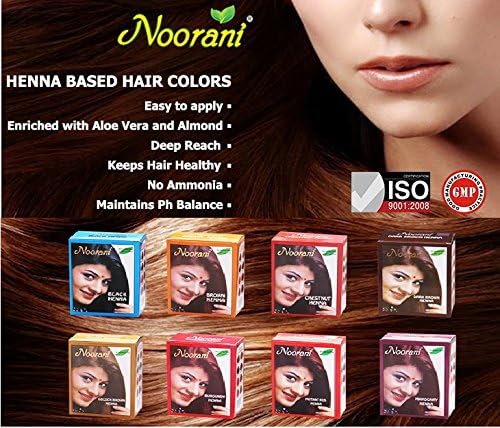 Noorani Henna Based Hair Color and Herbal Powder || Ships from California (1 (6 Pouch x 10g), BROWN HENNA)