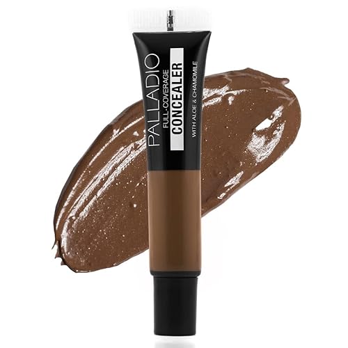 Palladio Full Coverage Concealer - Creamy Face & Under Eye Formula, Disguises Dark Circles, Blemishes, Fine Lines, Evens Skin Tone (Mocha)
