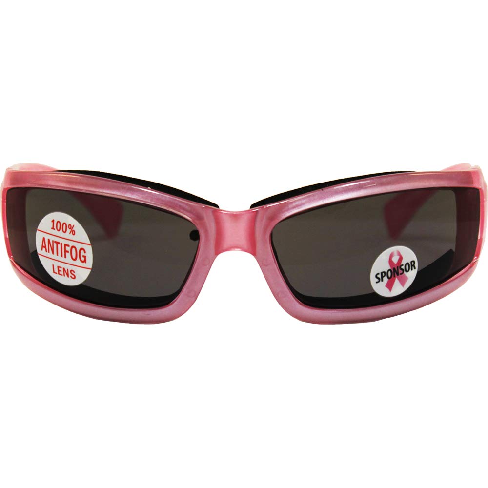 Global Vision Fight Back Cancer Pearlescent Pink Women Smoked Motorcycle Glasses Sunglasses