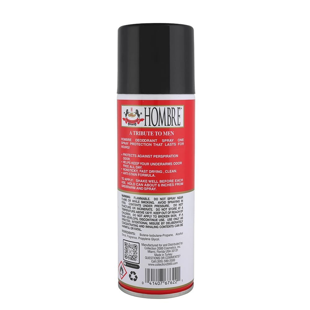 Hombre Red Deodorant Body Spray Classic for Men 5.5oz-156g (6 Pack) Beauty and Personal Care HOMBRE