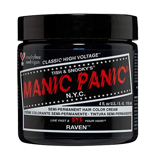MANIC PANIC Classic Raven Semi Permanent Hair Color - Cool-Toned Black Hair Dye for Women & Men That Lasts 4-6 Weeks - Vegan, Ammonia & Cruelty-Free