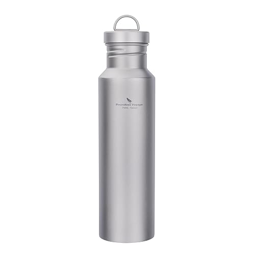 usharedo Outdoor 750ml Titanium Sports Bottle with Lid Flask Wide Mouth Water Bottle Canteen Drinking Bottle for Camping Cycling Hiking Ti3253d