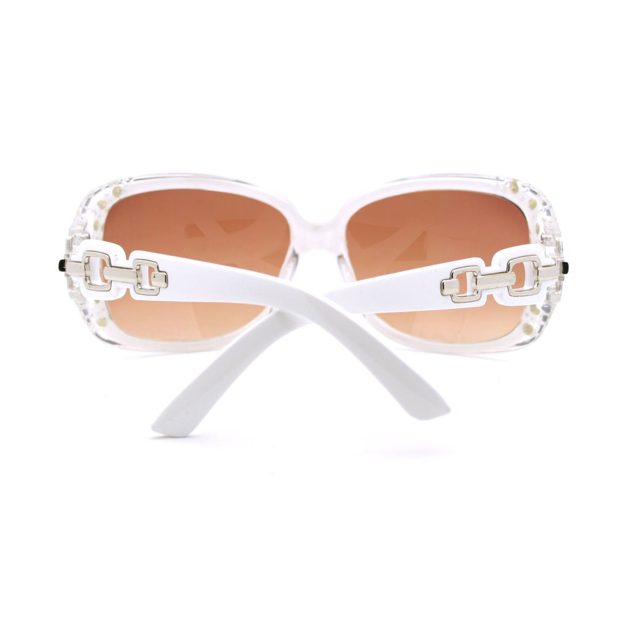 Womens Bifocal Lens Sunglasses Oversized Square Rhinestone Frame White +3.50