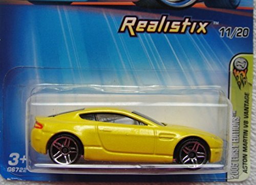 Hot Wheels 2005 First Editions Yellow Aston Martin V8 Vantage REALISTIX #011