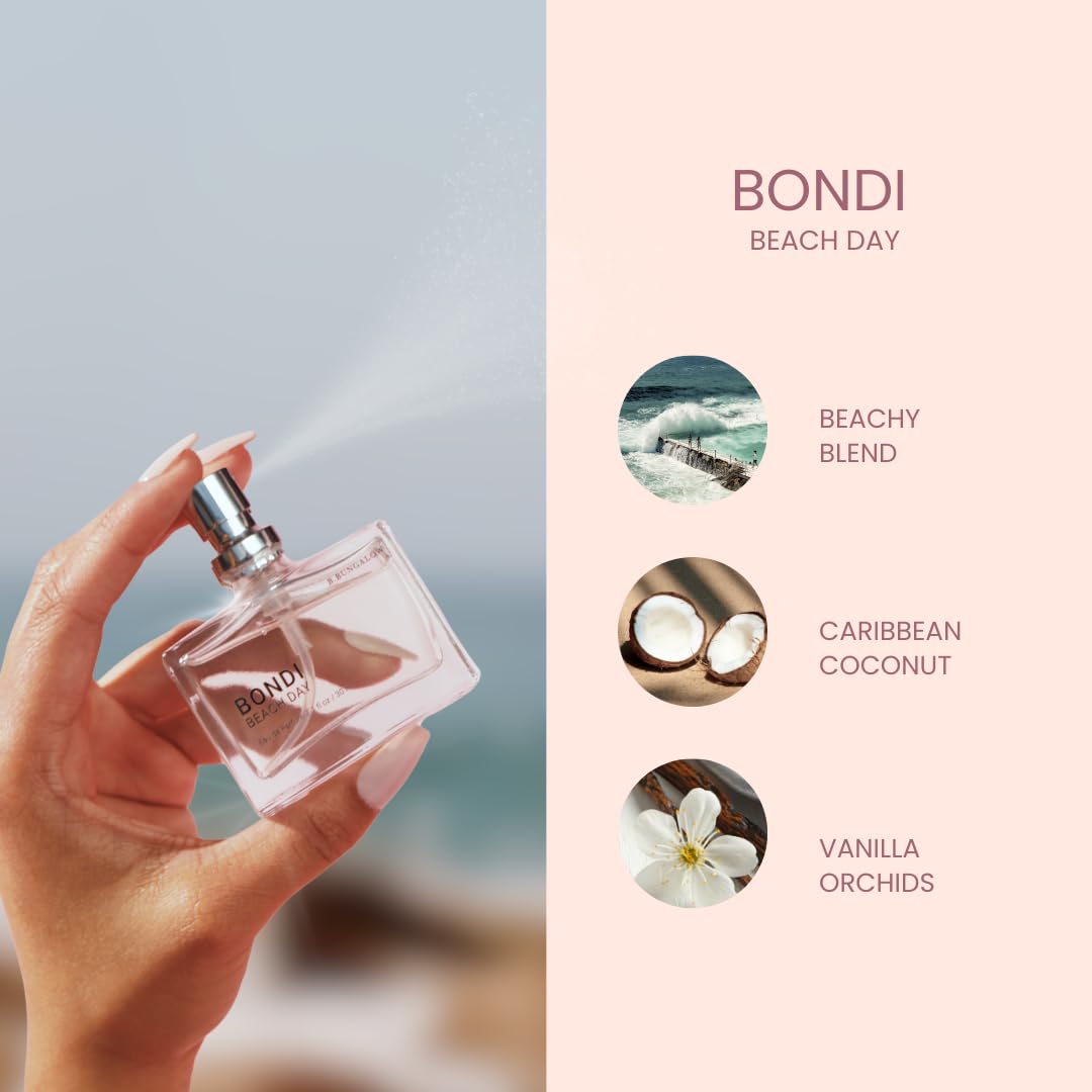 The Beachwaver Co. B. Bungalow Bondi Beach Day Fragrance - Full Size (1 Fl Oz) | Notes of Caribbean Coconut & Mexican Vanilla Orchids