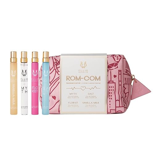 Ellis Brooklyn ROM COM Mini Fragrance Gift Set, Includes 4, 10ml Travel Sprays, MYTH, FLORIST, SALT, VANILLA MILK, Luxury Perfume Gift Set, Vegan