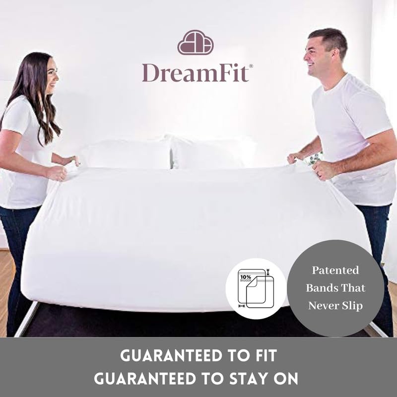 DreamFit DreamComfort Microfiber StaDry Technology Cooling Bed Sheets with Elastic Corner Straps for Adjustable Bed Extra Deep Pocket up to 20 inch