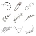 9 Pack Vintage Minimalist Bowknot Circle Moon Star Branch Pearl Metal Silver Hair Clips Hairpins Snap Barrettes Comb Claw Clamp Wedding Bridal