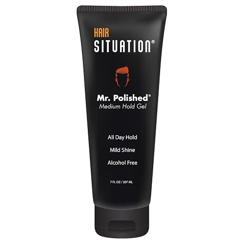 Hair Situation Medium Hold Hair Styling Gel Mr. Polished, Alcohol-Free, Anti-Frizz, No-Flaking, All Day Hold, Low Shine, Made with Vitamins