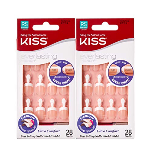 Kiss Everlasting French Nail Kit Real Short 28 Nails (2 Pack) Beauty & Personal Care PALIMAINY