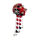 CRB Fashion Womens Japanese Kimono Flower Kanzashi Hair Ornament Tie Band Clip (Red/Black)