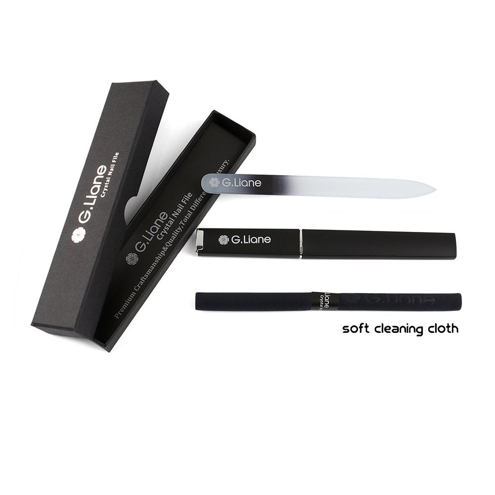 G.Liane Crystal Nail File-Professional Double Sided Glass Fingernail Files with Case,Manicure for Natural Acrylic Gels Nails,Manicure Tools for Home