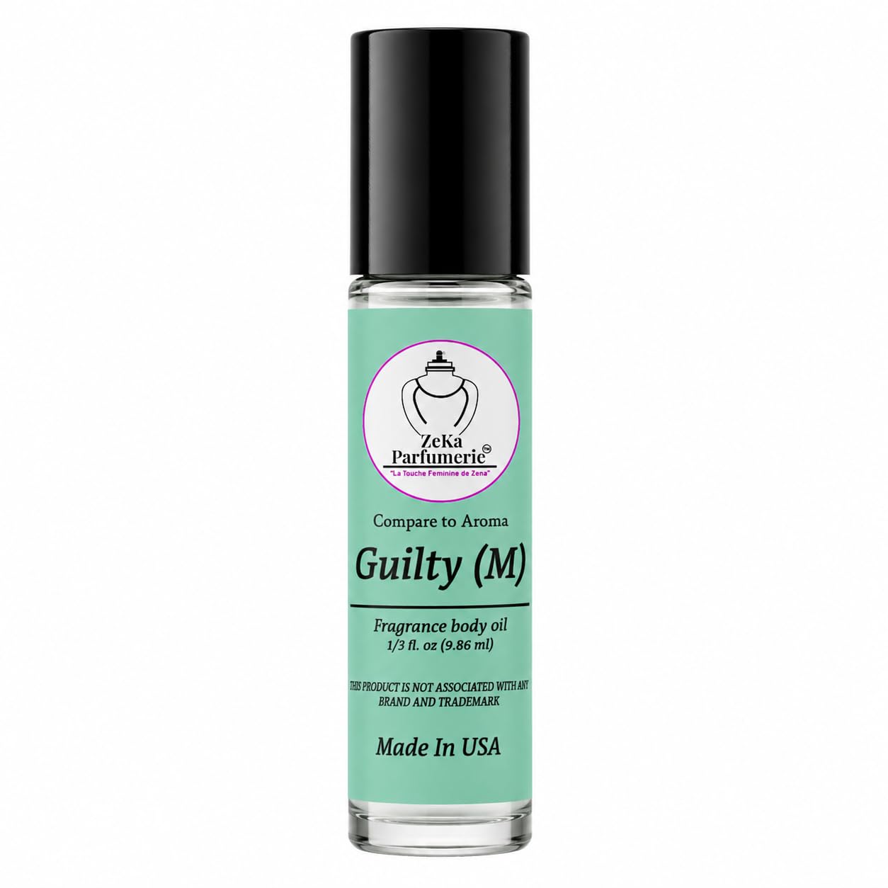 ZEKA PARFUMERIE Compare to Aroma compatible with Guilty for Men Fragrance Body oil on 1/3 oz (9.86ml) Travel size Roll-On Botlle