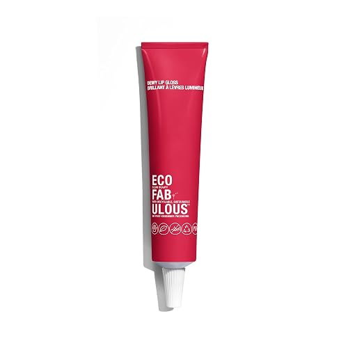 ECOFABULOUS Dewy Lip Gloss - Enriched with Squalane and Jojoba Esters, Nourishes and Conditions Lips, Clean + Recyclable + Vegan, 15 mL/ 0.5 Fl Oz -