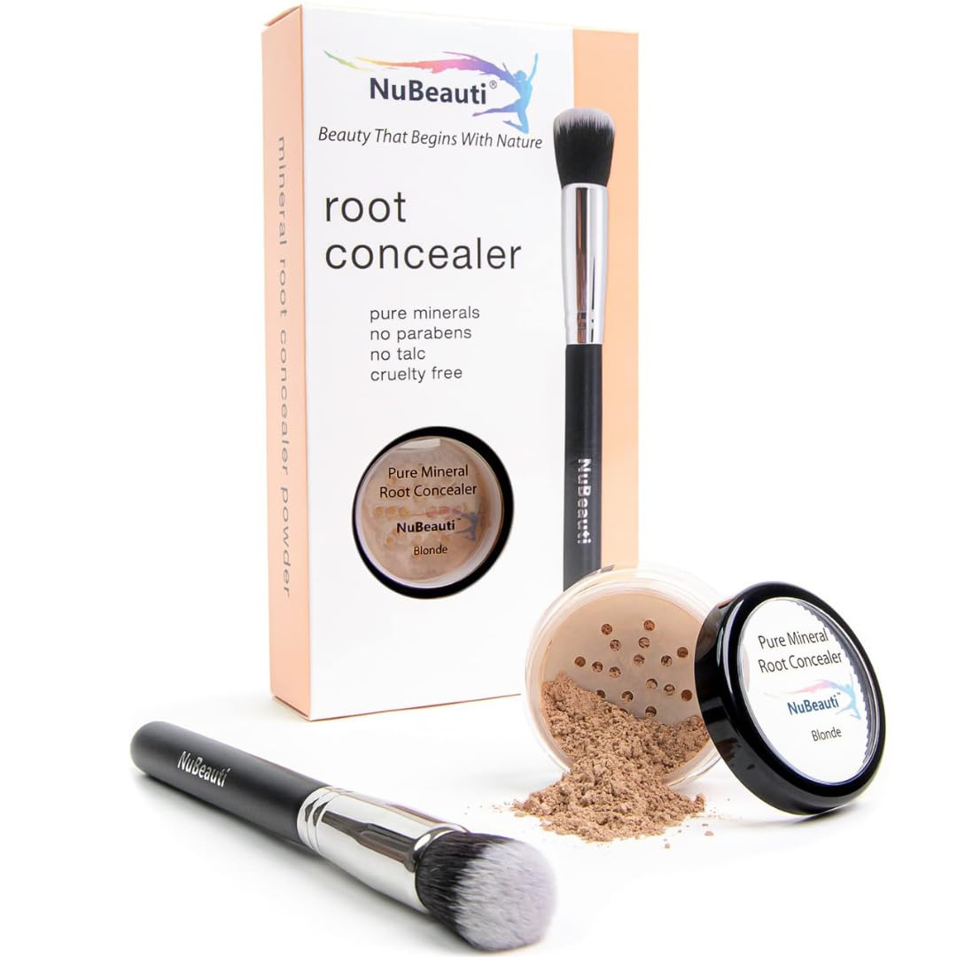 Root Touch Up and Concealer Powder - 11 True-to-Nature Shades - Zero Fragrance, Talc or Parabens - Hairline Powder With Brush by NuBeauti (Blonde)