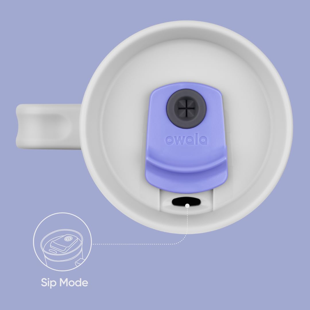 Owala Stainless Steel Triple Layer Insulated Travel Tumbler with Spill Resistant Lid, Straw, and Carry Handle, BPA Free, 40 oz, Light Purple