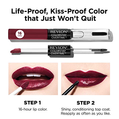 Revlon ColorStay Overtime Lipcolor, Dual Ended Longwearing Liquid Lipstick with Clear Lip Gloss, with Vitamin E in Nude, Boundless Nude (510), 0.07 oz