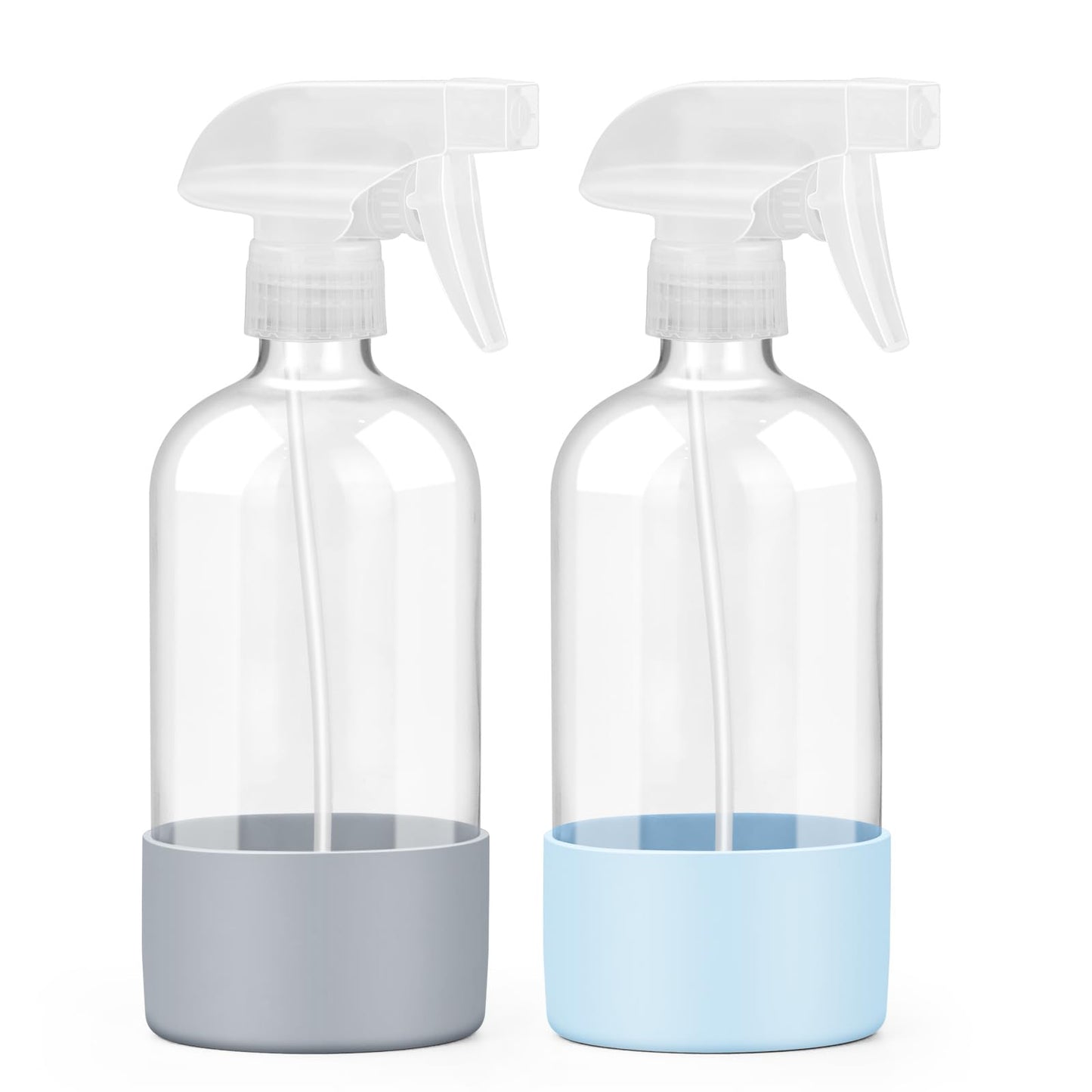 Worldgsb 2 Pack Glass Spray Bottles with Silicone Sleeve, 16 oz Empty Refillable Containers with Adjustable Spray Nozzles, Spray Bottles for Hair Beauty and Personal Care Worldgsb Default Title