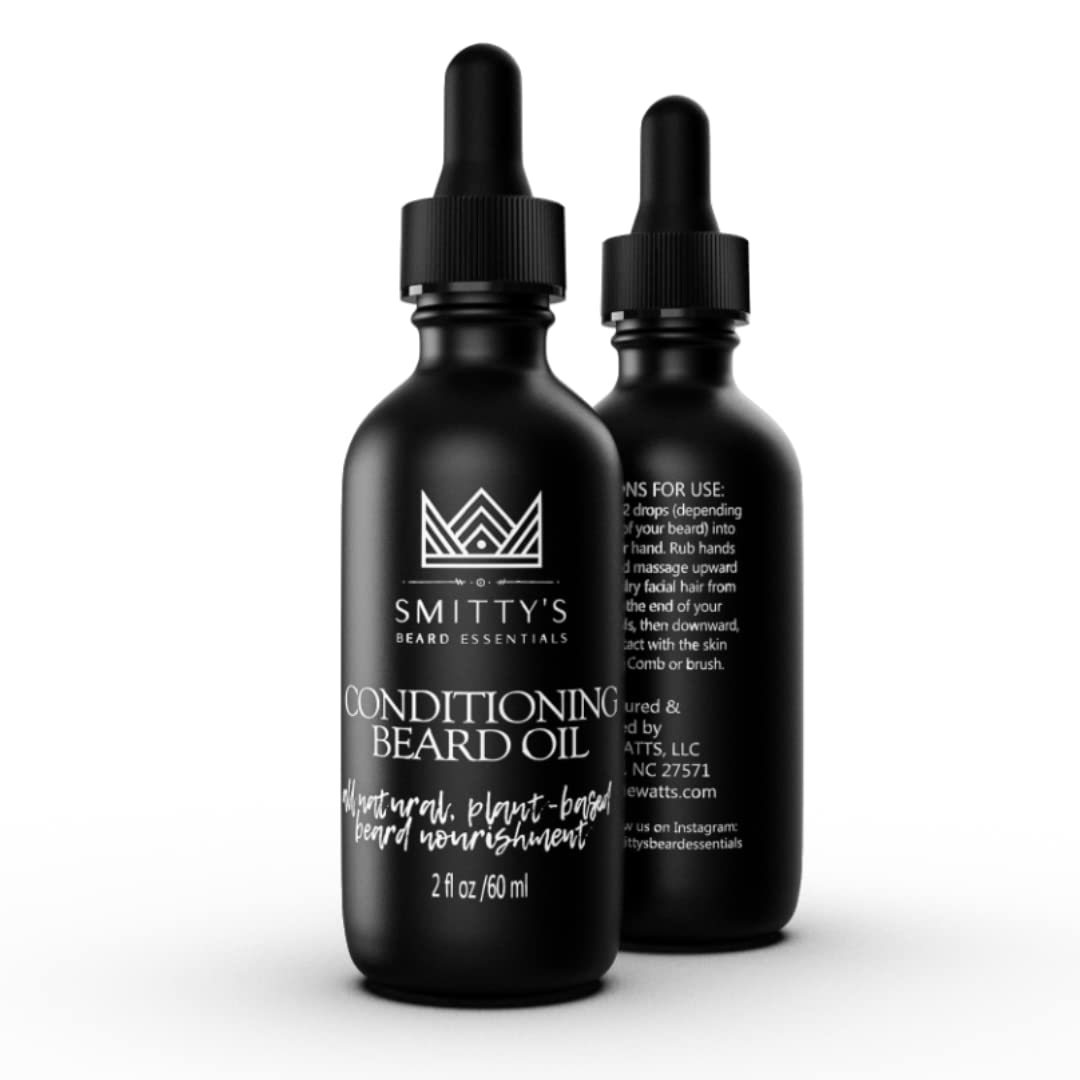 Angie Watts Smitty’s Conditioning Beard Oil, 2oz - All Natural and Organic Ingredients - Softens, Conditions and Promotes Beard Growth - Beard