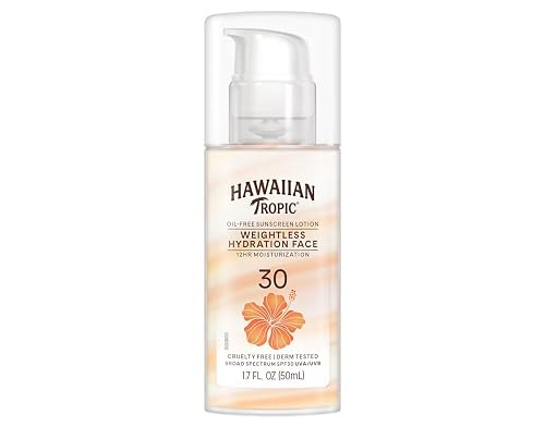 Hawaiian Tropic Weightless Hydration Lotion Sunscreen for Face SPF 30, 1.7oz (2 PACK) | Travel Size Sunscreen, Oil Free Face Sunscreen, Sunblock Face