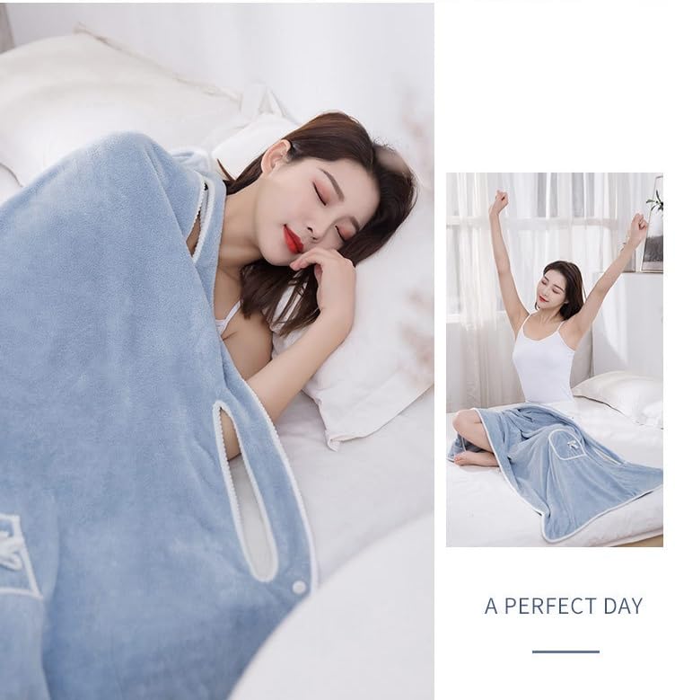 SZXL Wearable Towel Unisex, Quick Drying No Hair Loss, Women's After Shower Robe (Red Purple, Small)