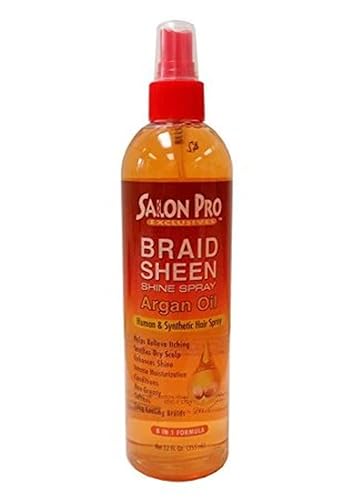 Salon Pro Braid Sheen Shine Spray 8 in 1 Formula 12 oz. / 355 ml (Argan Oil)