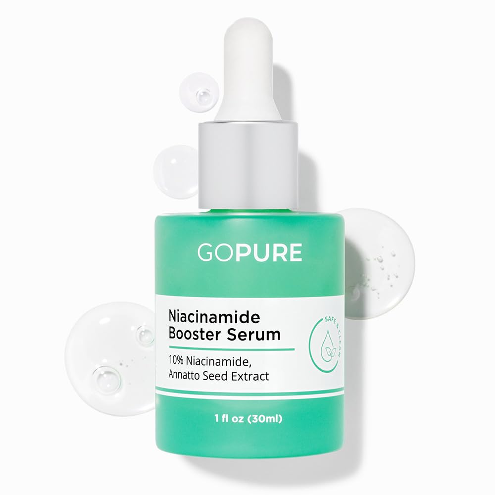 goPure 10% Niacinamide Serum Booster - Redness Reducing Skin Care, Reduces the Look of Skin Discoloration and Large Pores in Soothing Formula