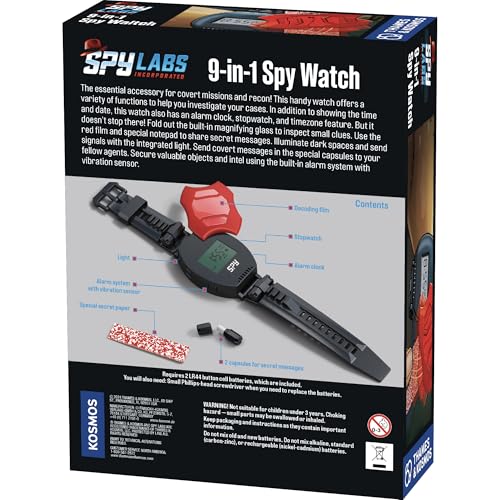 Thames & Kosmos Spy Labs 9-in-1 Spy Watch – Time, Date, Alarm, Stopwatch, Magnifier & Secret Message Tools | Detective Gadget for Young Investigators