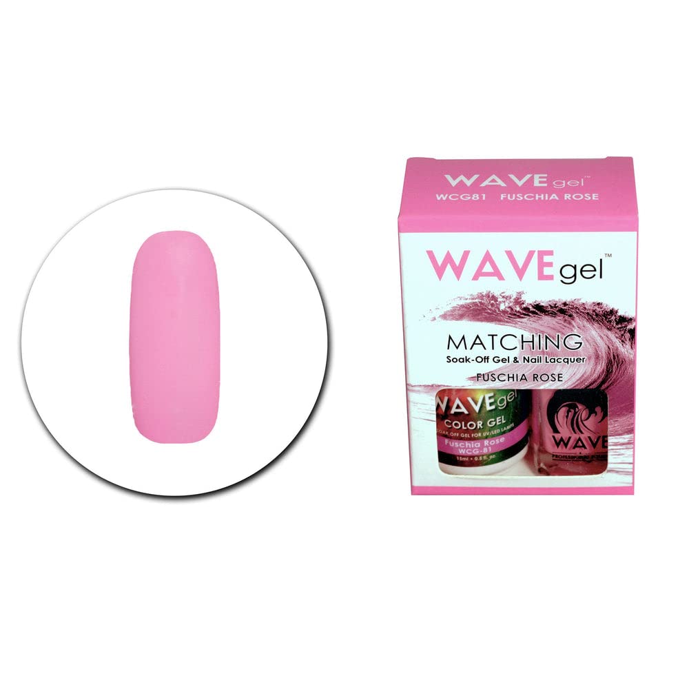 WAVEGEL Soak-0ff Gel & Nail Lacquer Matching Duo Set - Fuschia Rose - WCG81-81 I 0.5 Oz Beauty & Personal Care WAVE gel