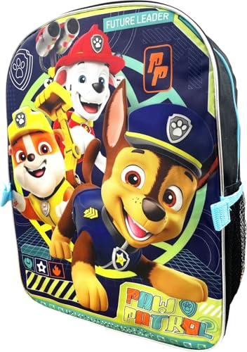 Ruz Paw Patrol Boy's 16 Inch Backpack With Removable Matching Lunch Box Set (Black-Blue)