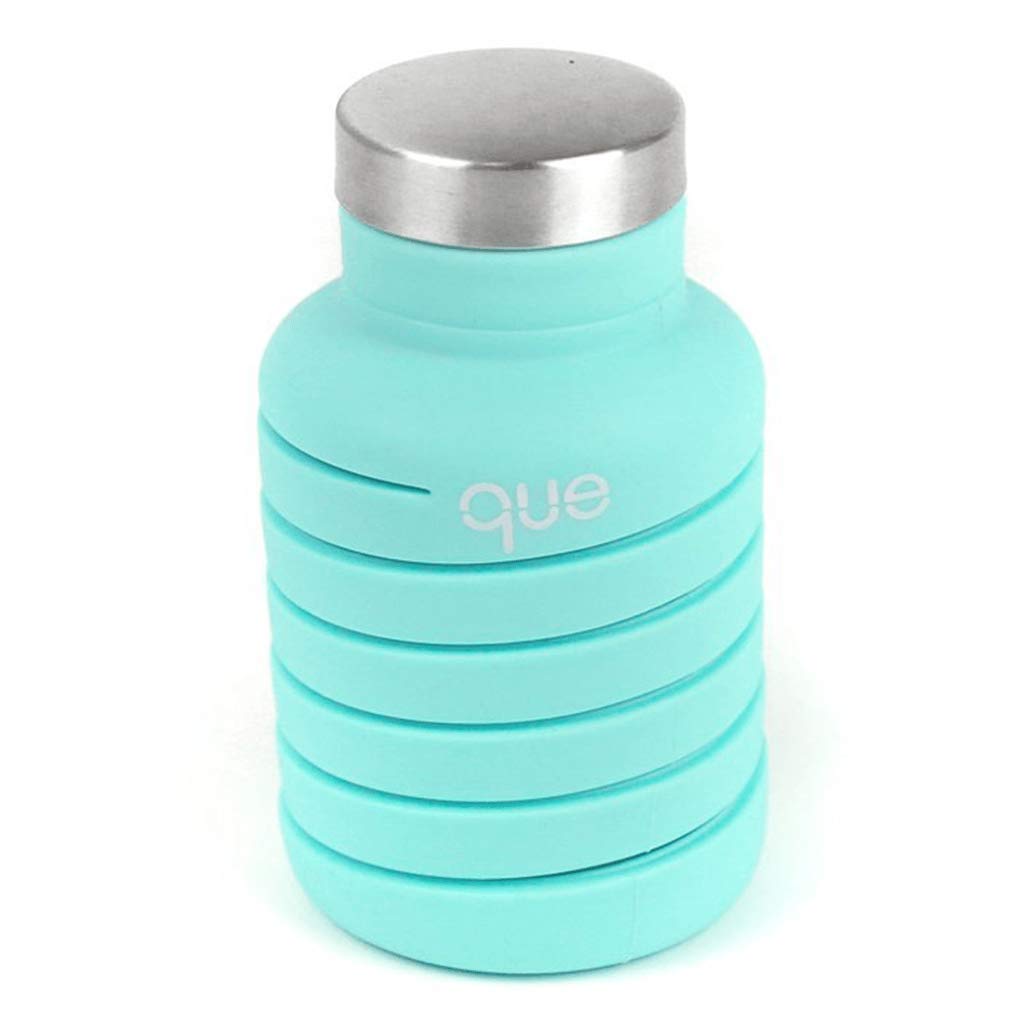 que Bottle | Designed for Travel and Outdoor. Collapsible Water Bottle - Food-Grade Silicone/BPA Free/Lightweight/Eco-Friendly - 20oz (Misty Mint)