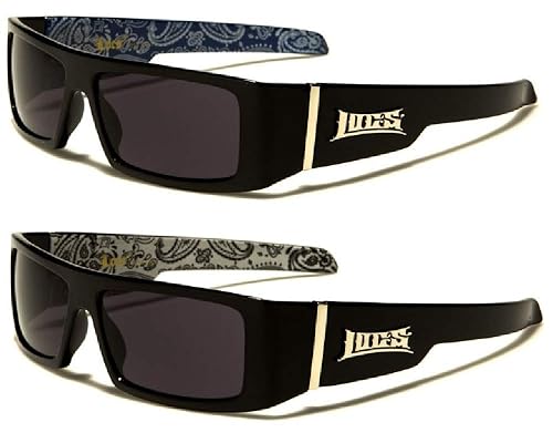 Locs Gangsta Sunglasses Various Combos 58 Style (2 Pack Blue Bandana and White Bandana)