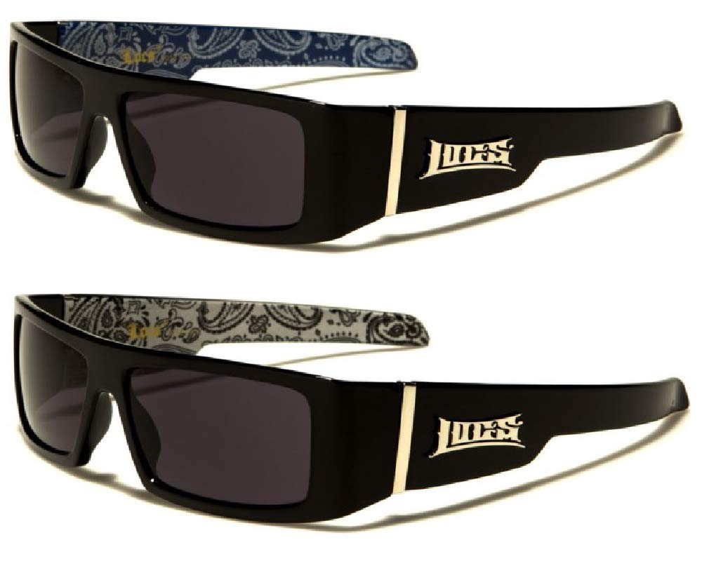 Locs Gangsta Sunglasses Various Combos 58 Style (2 Pack Blue Bandana and White Bandana)
